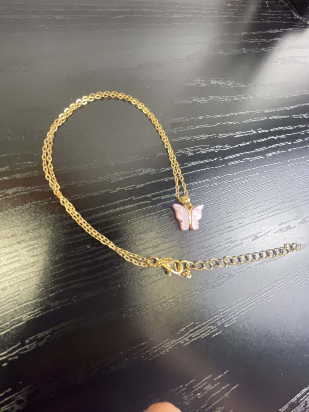 Gold-Tone Pink Butterfly Pendant Necklace